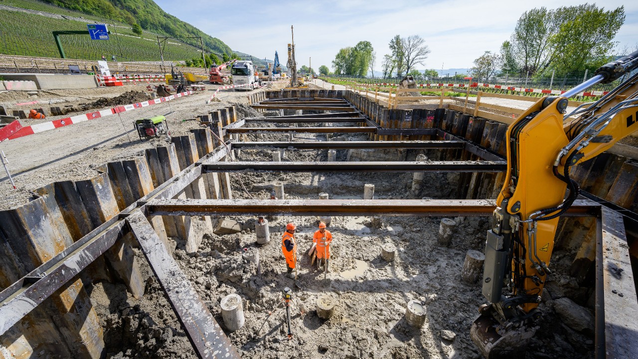 Ligerztunnel: Baustelle Sektor West, Poudeille und Chafis.