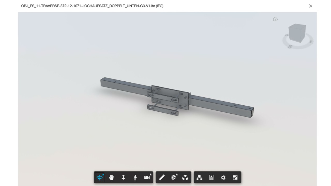 Représentation en 3D d’une traverse dans la bibliothèque de composants.