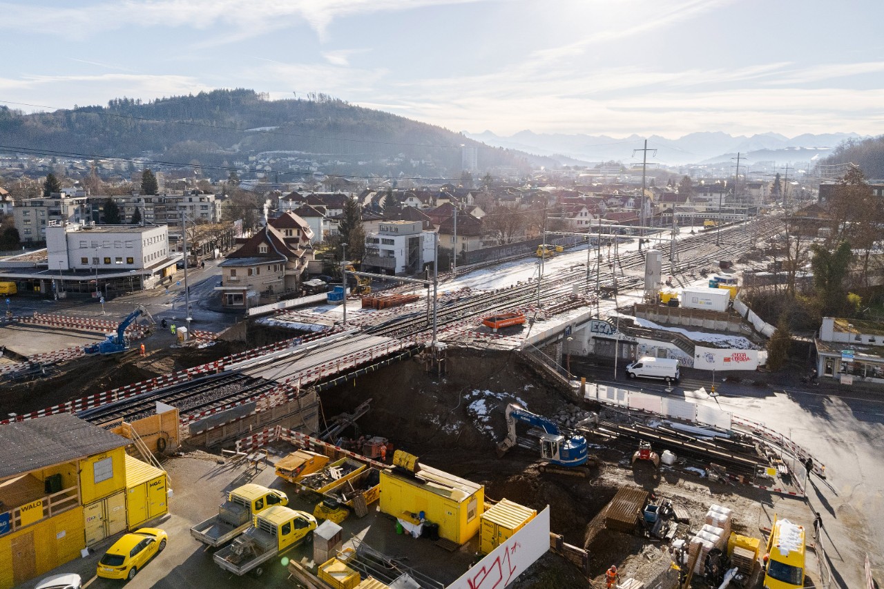 Die neue und die bestehende Unterführung Bernstrasse nebeneinander.