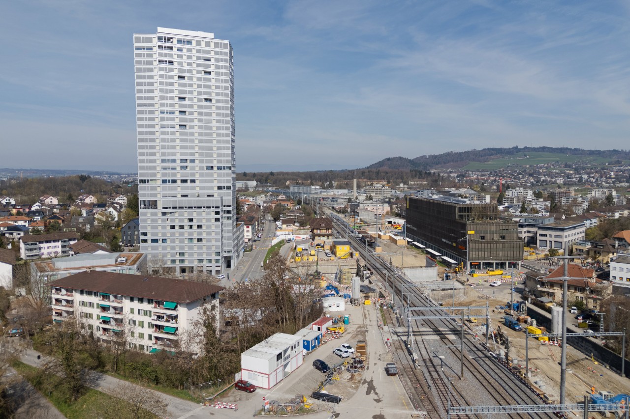 Baustellenbereich rund um den Bahnhof Ostermundigen.