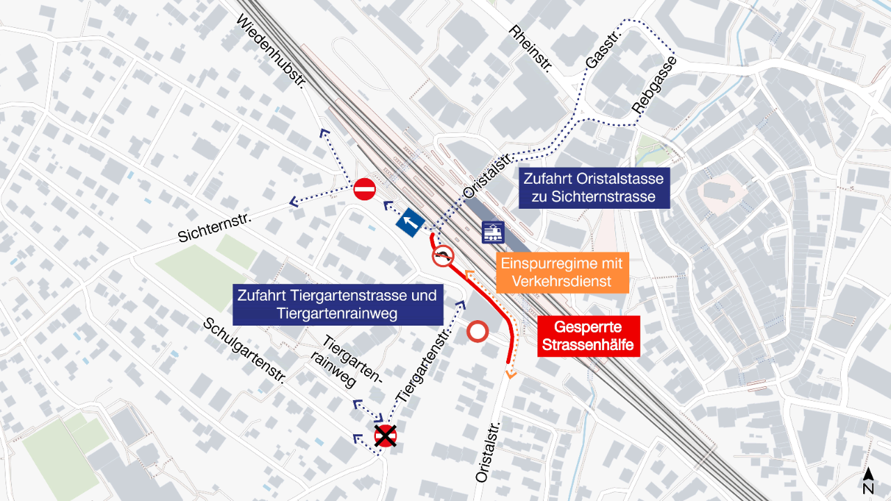 Der Plan illustriert die beschriebenen Verkehrseinschränkungen am Donnerstag, 24. Juli 2024.