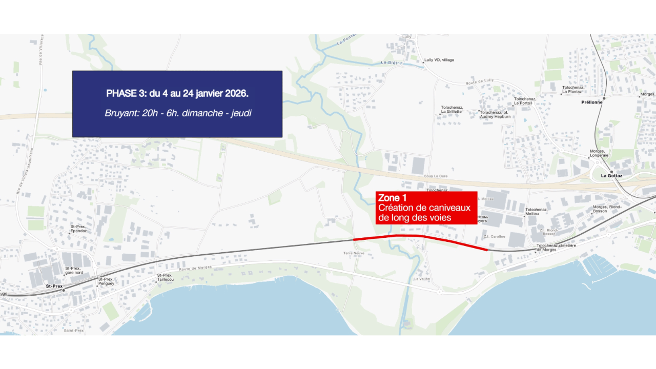 Phase 3: du 4 au 24 janvier 2026 (bruyant: 20h à 5h, dimanche à jeudi).