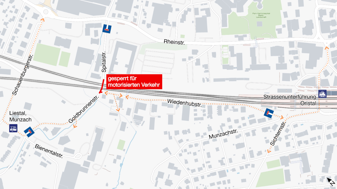 Der Plan illustriert die beschriebenen Verkehrseinschränkungen von 4. August, 5 Uhr, bis 6. August 2025, ca. 8 Uhr.