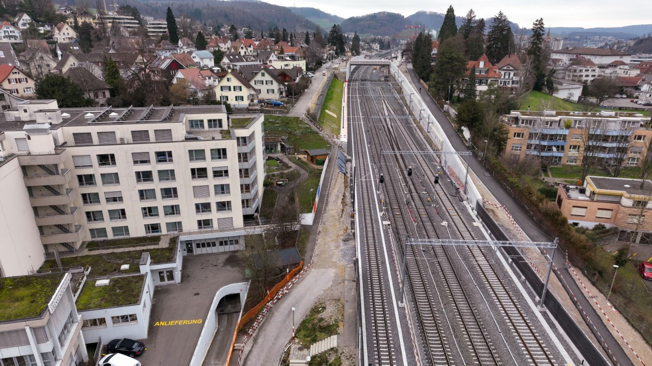 Das Foto vom 30. Januar 2023 zeigt den östlichen Abschnitt des aufgeweiteten Burggrabens von der Seite Olten in Richtung Bahnhof gesehen.