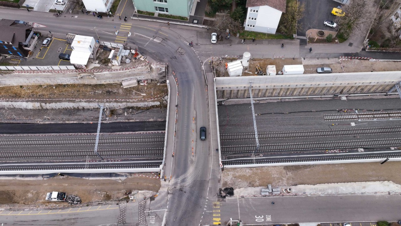 Das Foto vom Januar 2023 zeigt die neue Seltisbergerbrücke Richtung Norden gesehen.