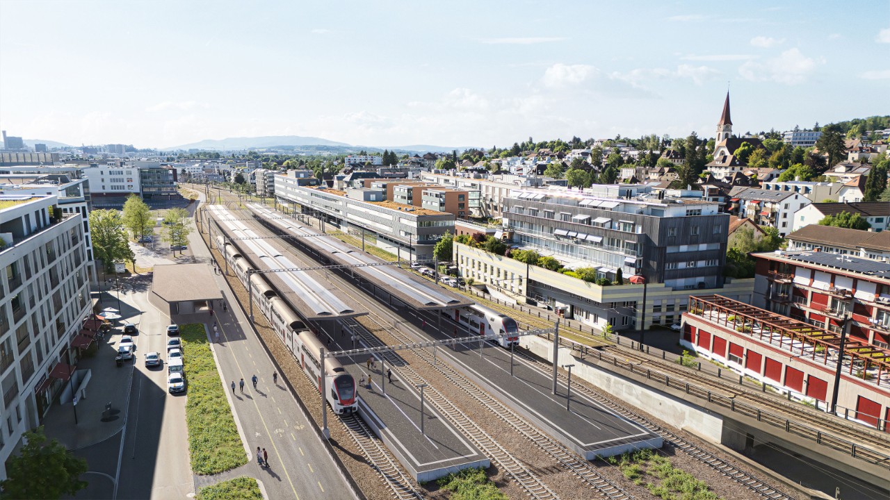Auf dem Bild ist der ausgebaute Bahnhof Wallisellen visualisiert.