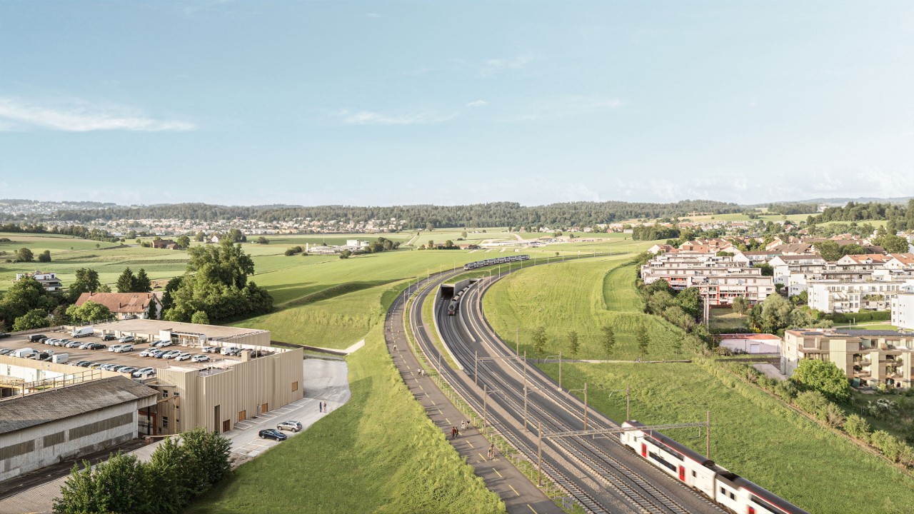 Auf dem Bild ist das Tunnelportal Dietlikon visualisiert.