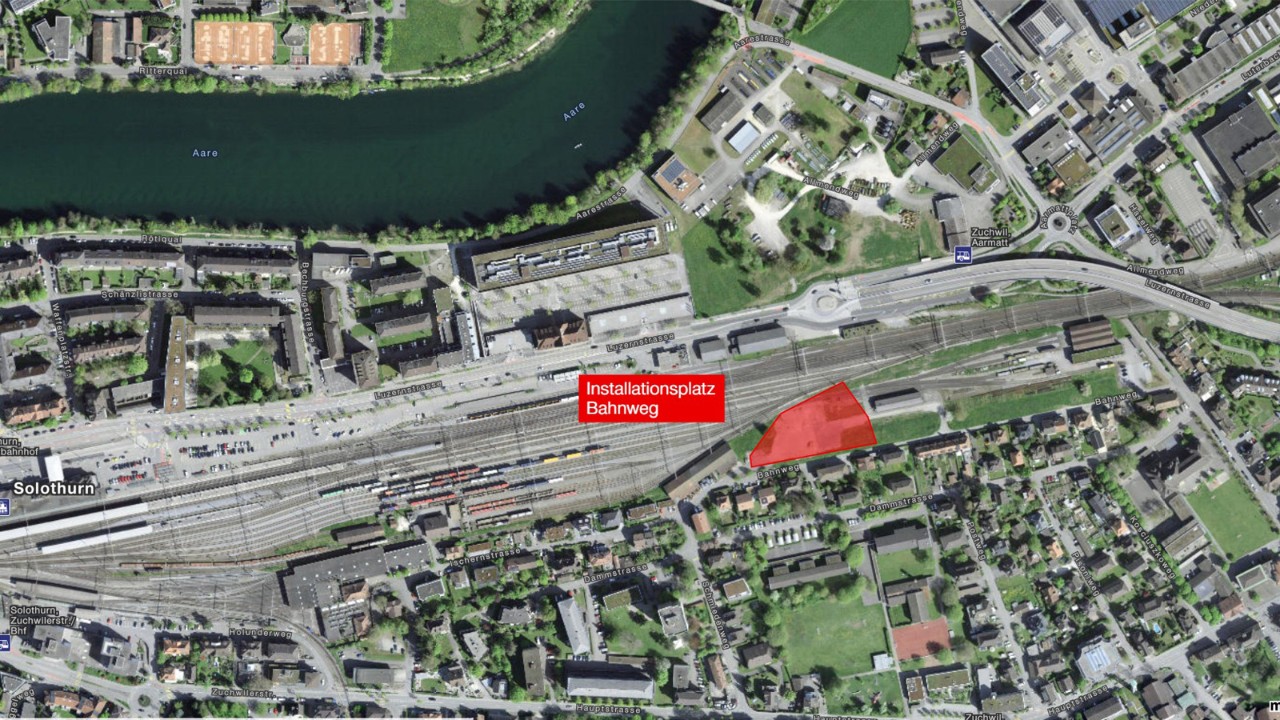 Da Bild zeigt in vereinfachter Form die geografische Lage vom Installationsplatz Bahnweg