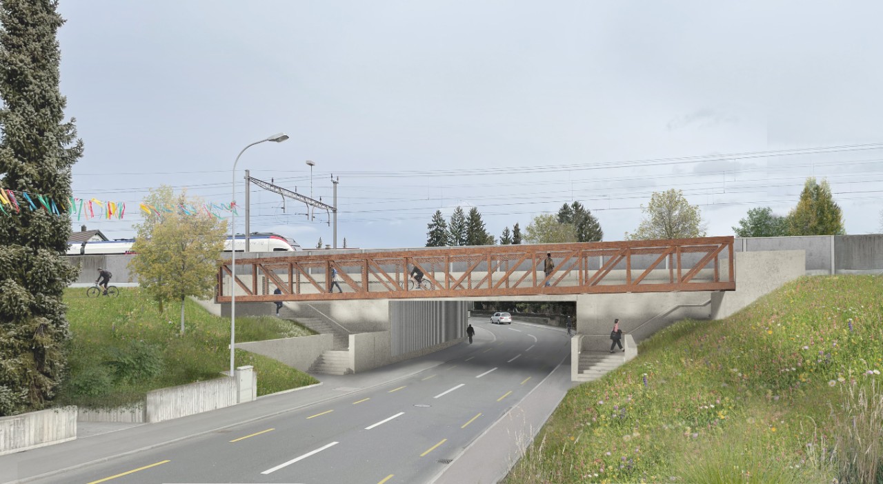 Die Visualisierung zeigt die zukünftige Unterführung Zürcherstrasse in Muri. 