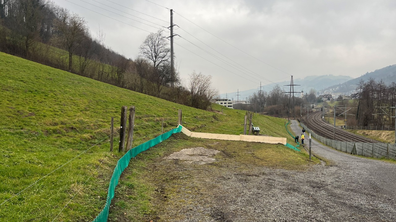 Amphibian protection fence at the engineering works perimeter