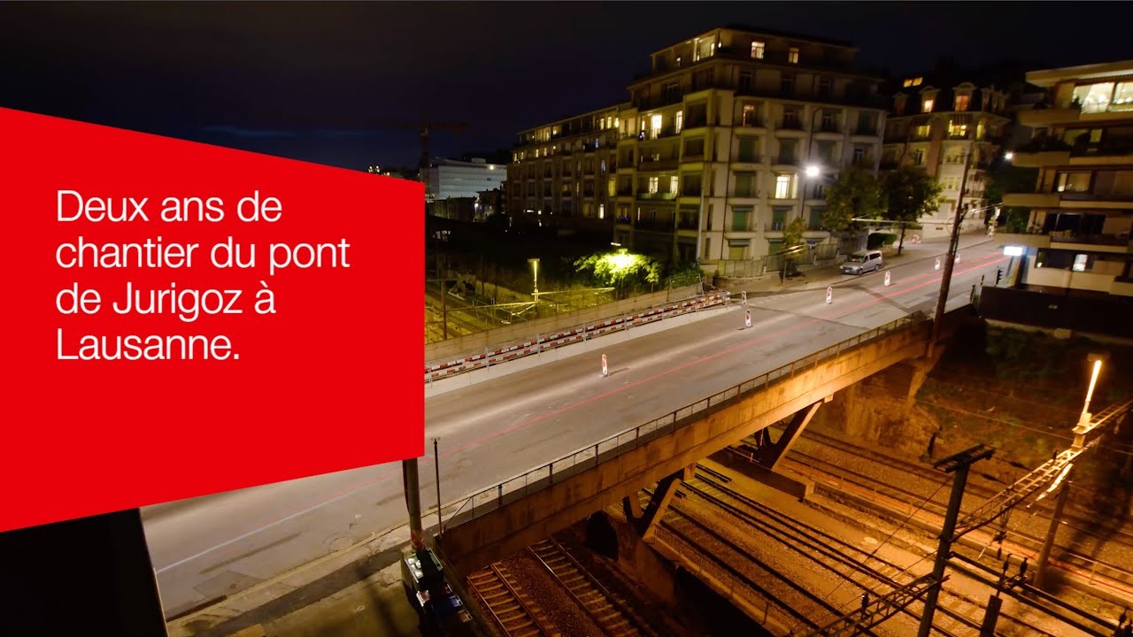 Vidéo: Deux ans de chantier du pont de Jurigoz à Lausanne.